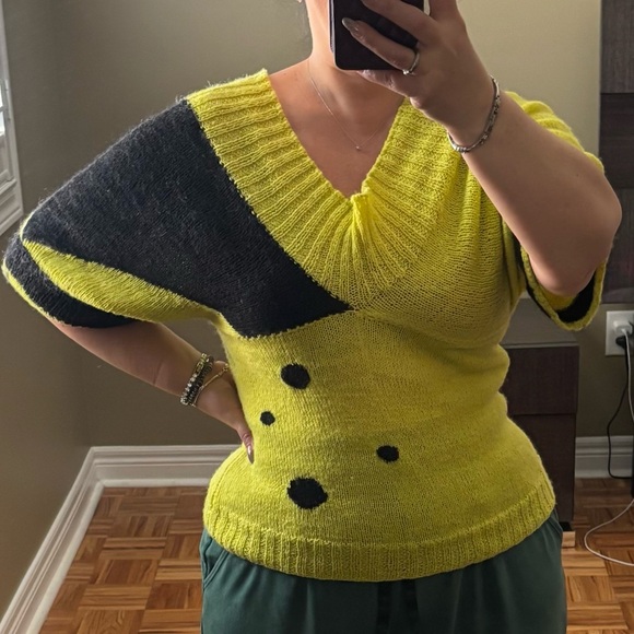 Yellow and Black V-Neck Sweater - Picture 9 of 9